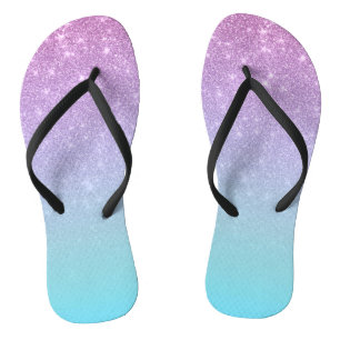 Chic Paars Blue Glitter Ombre Gradiënt Teenslippers