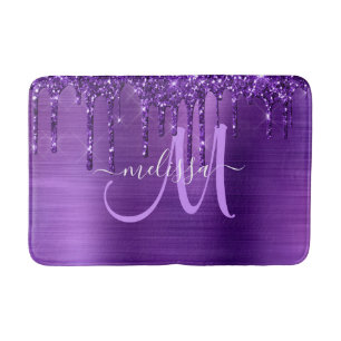 Chic Paars Driving Glitter Brusal Monogram Badmat