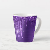 Chic Paars Driving Glitter Brusal Monogram Latte Mok (Rechterhoek)