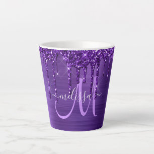 Chic Paars Driving Glitter Brusal Monogram Latte Mok