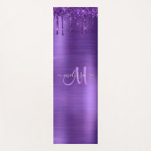 Chic Paars Driving Glitter Monogram Naam Yogamat (Voorkant)