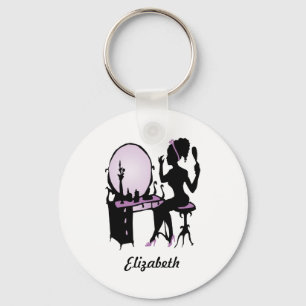 Chic Paars en Black Woman Fashionista Silhouette Sleutelhanger