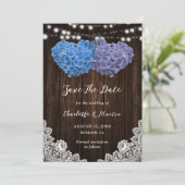 Chic Paars en Blue Floral Wedding Save The Date (Staand voorkant)