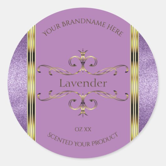 Chic Paars Glitter en Gold  Product Labels (Voorkant)