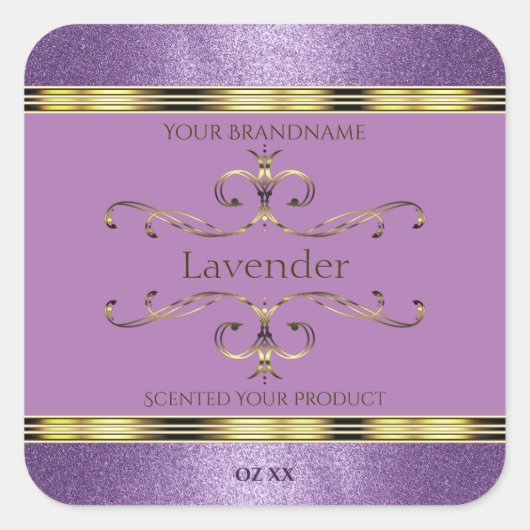 Chic Paars Glitter en Gold Product Labels (Voorkant)