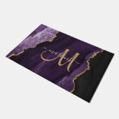 Chic Paars Gold Glitter Agate Custom Monogram Deurmat (Schuin)