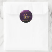Chic Paars Gold Glitter Agate Custom Monogram Ronde Sticker (Tas)
