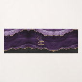 Chic Paars Gold Glitter Agate Custom Monogram Yogamat (Voorkant (horizontaal))