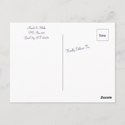 Chic Paars Hydrangea Wedding Briefkaart (Achterkant)