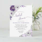 Chic Paars Silver Waterverf Floral Vrijgezellenfee Kaart (Staand voorkant)