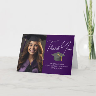 Chic Paarse Afstuderen Foto Custom Afstuderen Bedankkaart