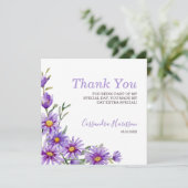Chic Paarse Aster Bloemen Bedankkaart (Staand voorkant)