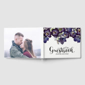 Chic Paarse Bloemen Fotobruiloft Gastenboek (Volledig)