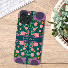 Chic Paarse Boho Naam Bloemen Custom Pattern iPhone 13 Pro Max Hoesje