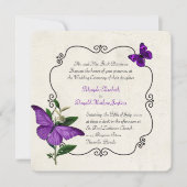 Chic Paarse Butterflies Wedding Uitnodiging (Voorkant)