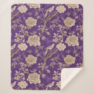 Chic paarse chinoiserie sherpa deken