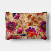 Chic paarse crème bloemmotief etui (Voorkant)