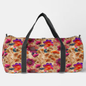 Chic paarse crème bloemmotief plunjezak (Voorkant)