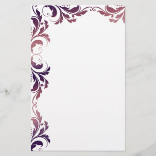 Chic Paarse Damask Plain Stationery Briefpapier