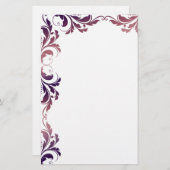 Chic Paarse Damask Plain Stationery Briefpapier (Voorkant / Achterkant)