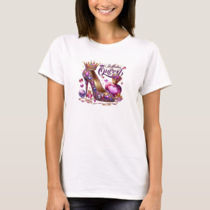 Chic paarse diamant hoge hak verjaardagskoningin t-shirt