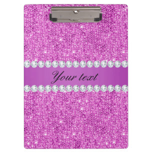 Chic Paarse Faux-equins en diamanten Klembord