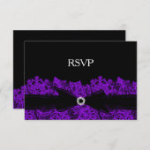 Chic Paarse Floral Lace RSVP (Voorkant / Achterkant)