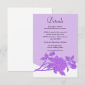Chic Paarse Floral Wedding Details Informatiekaartje (Voorkant / Achterkant)