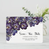 Chic Paarse Floral Wedding Save the Date (Staand voorkant)