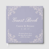 Chic Paarse Franse Lila bruiloft gastenboek (Voorkant)