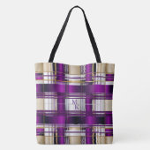 Chic paarse geruite monogram tas (Achterkant)