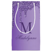 Chic Paarse Glitter Drift Monogram Klein Cadeauzakje (Voorkant)