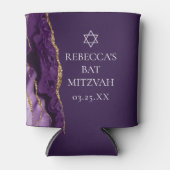 Chic Paarse Gold Agate Bat Mitzvah Party Blikjeskoeler (Voorkant)