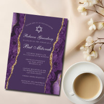 Chic Paarse Gold Agate Bat Mitzvah Party
