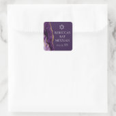 Chic Paarse Gold Agate Bat Mitzvah Party Vierkante Sticker (Tas)