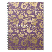 Chic Paarse gouden bloem Notitieboek (Voorkant)