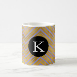 Chic Paarse gouden Chevron Monogram Koffiemok