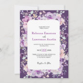 Chic paarse lavendel bloemenbruiloft uitnodiging (Voorkant)