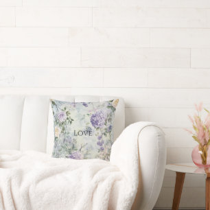 Chic Paarse Lavendel Cream Roos Bloemen Kussen