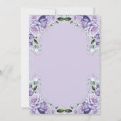 Chic Paarse Lavendel Rozen Floral Silver Wedding Kaart (Achterkant)