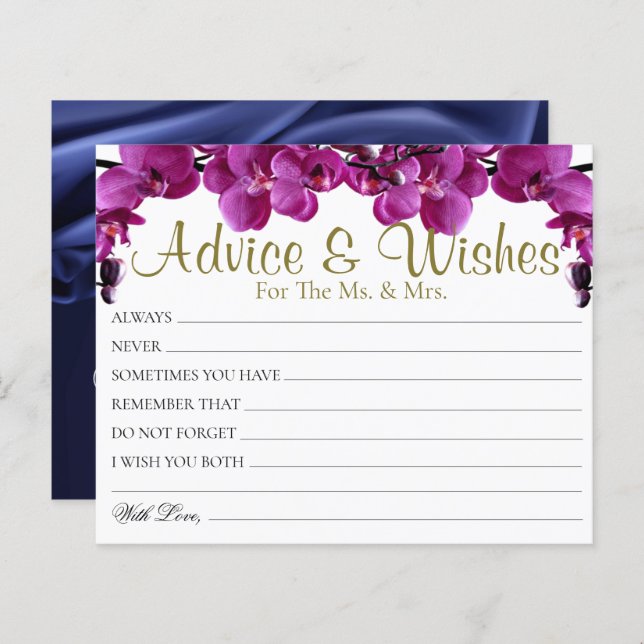 Chic Paarse Leaves Wedding Advice wint Kaarten (Voorkant / Achterkant)