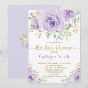 Chic Paarse Lila Gouden Rozen Vrijgezellenfeest Kaart