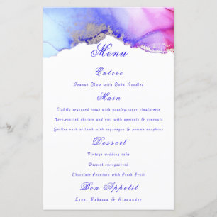 Chic Paarse witte bruiloft menu