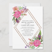 Chic Painted Peonies Bridal Shower Invitation Kaart (Voorkant)