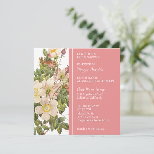 Chic Painted Primrose Bridal Shower Invitation Kaart (Staand voorkant)