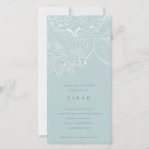Chic  Paisley Dusky Blue Baby shower Invite Bedankkaart