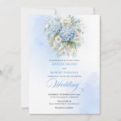 Chic Pale Blue Hydrangea Floral Wedding Invitation (Devant)