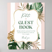 Chic palm plage rose rayures photo Livre d'or (Devant)