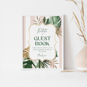Chic palm plage rose rayures photo Livre d'or