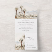 Chic Palm Springs California Landschap Huwelijk All In One Uitnodiging (Binnen)